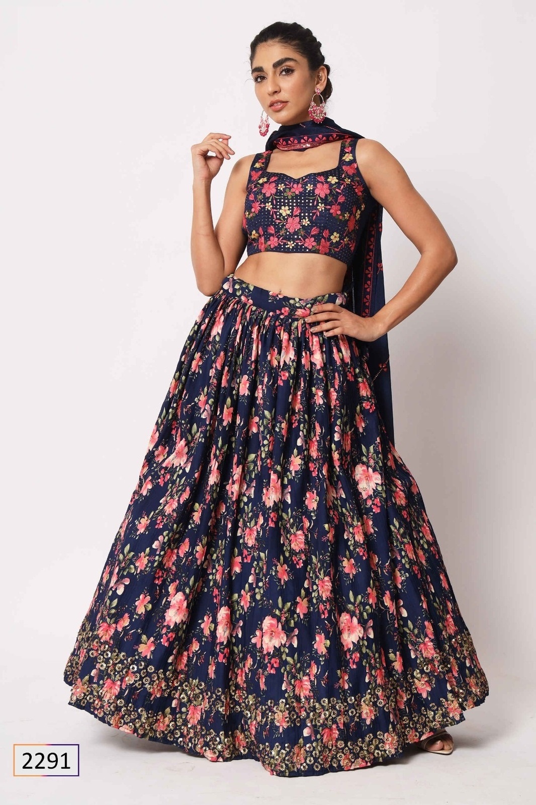 New Trendy Design Embroidered Semi Stitched Crush Printed Lehenga Choli for Women Wear from Indian Supplier