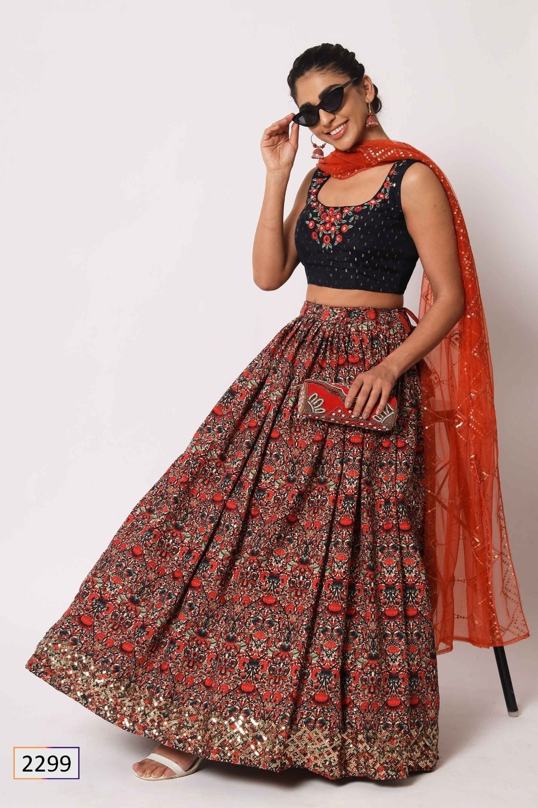 New Trendy Design Embroidered Semi Stitched Crush Printed Lehenga Choli for Women Wear from Indian Supplier