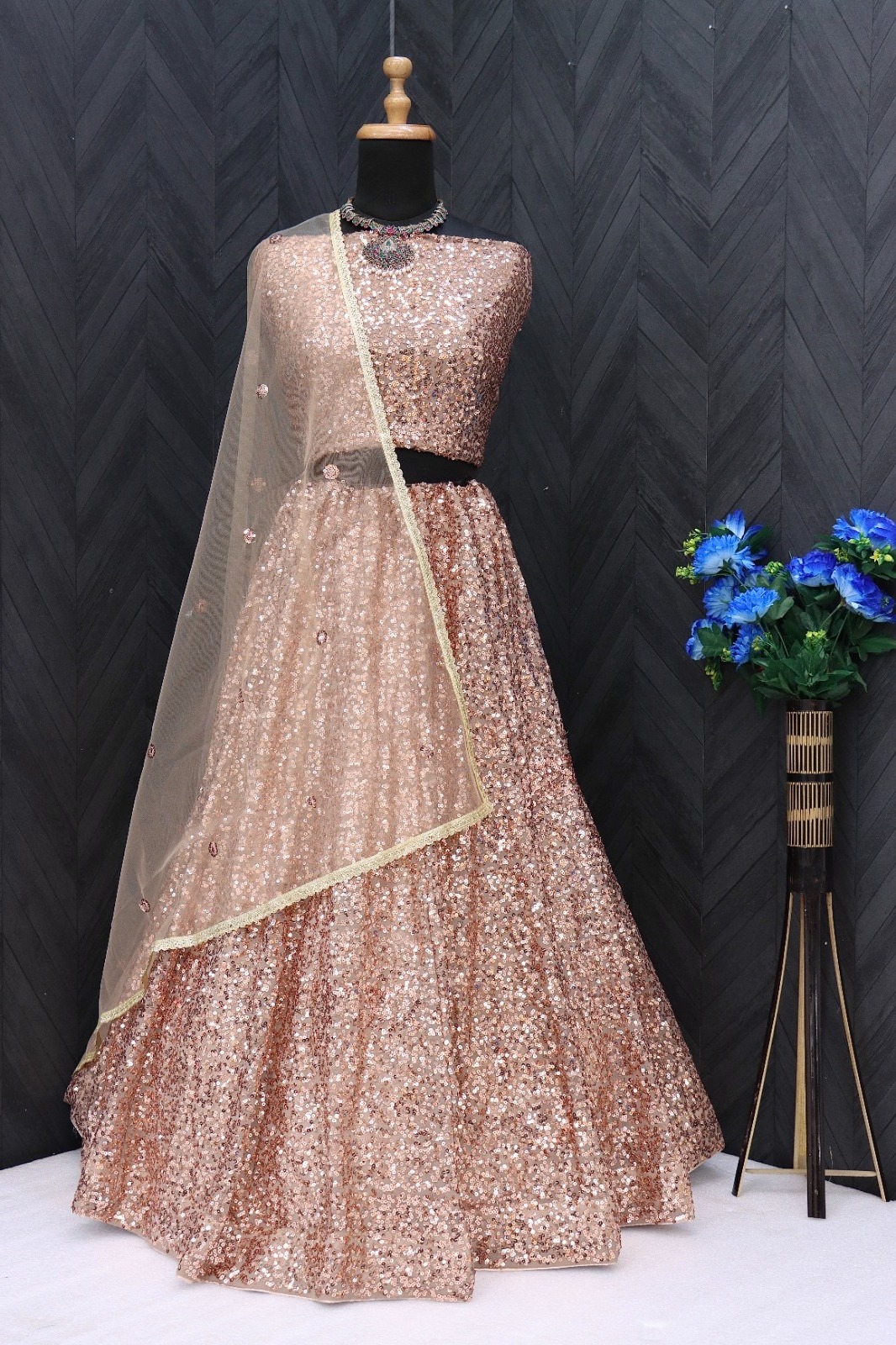 High on Demand Bridal Wedding Lehenga Choli with Sequins Embroidery Work Available at Wholesale Price