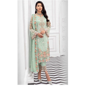 Traditional Designs Heavy Faux Georgette Pakistani Suit with Embroidery Work Salwar Kameez with Dupain for Bridal