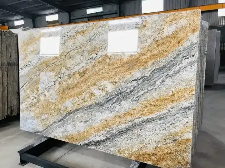 Highly Durable and Resistant Armani Gold Granite Natural Slab for Kitchenware Countertop at Bulk Price