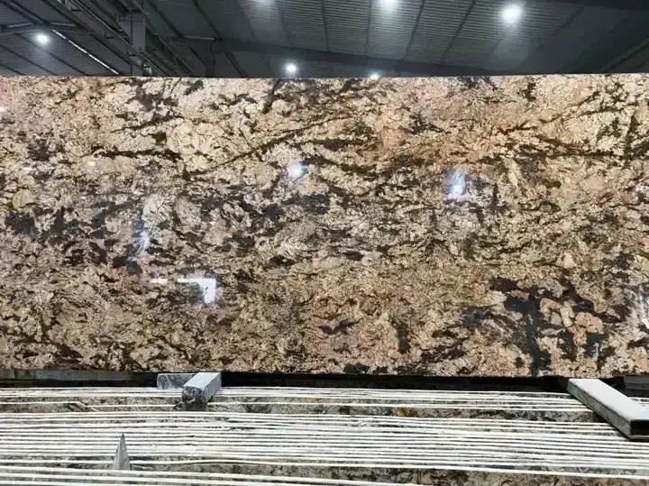 Luxurious Design Alaska Gold Marble Slabs Natural Stone for External Wall Cladding and Flooring Decoration