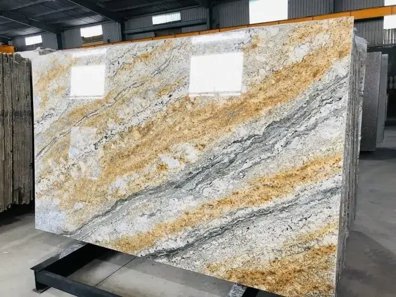 Industrial Grade Armani Gold North Granite Slab Uses in Countertop Monuments for Worldwide Export From India