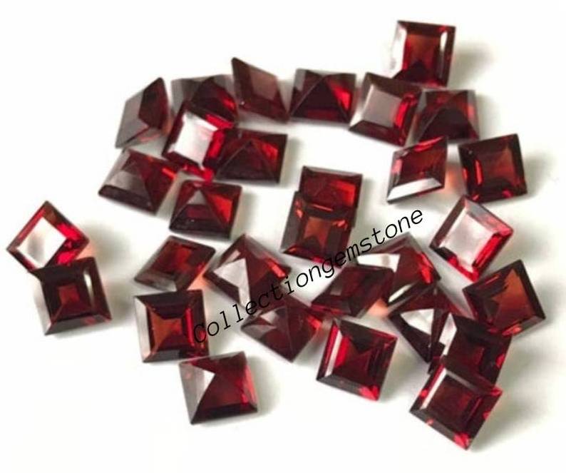 Top Quality Garnet Hydro Quartz Cut Gemstone Loose Garnet  Gemstones Cushion Shape Red Garnet Faceted Gemstone Both Side Faceted