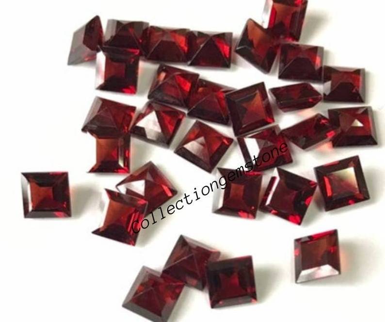 Top Quality Garnet Hydro Quartz Cut Gemstone Loose Garnet  Gemstones Cushion Shape Red Garnet Faceted Gemstone Both Side Faceted