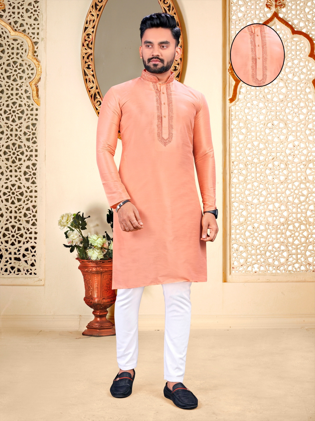 Standard Quality Traditional Indian Wear Long Kurta Pajama Made of Pure Cotton Fabric from Indian Supplier