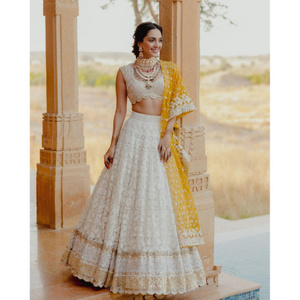 Wedding Wear Indian Traditional Faux Georgette Embroidery Work Lehenga Choli With Net Dupatta Indian Supplier