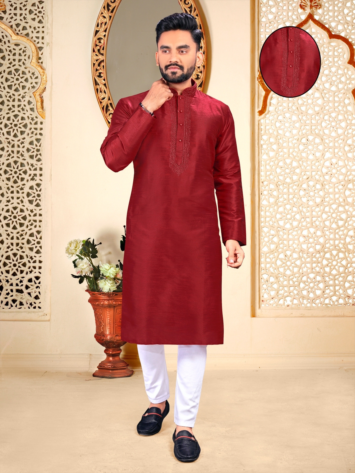 Standard Quality Traditional Indian Wear Long Kurta Pajama Made of Pure Cotton Fabric from Indian Supplier