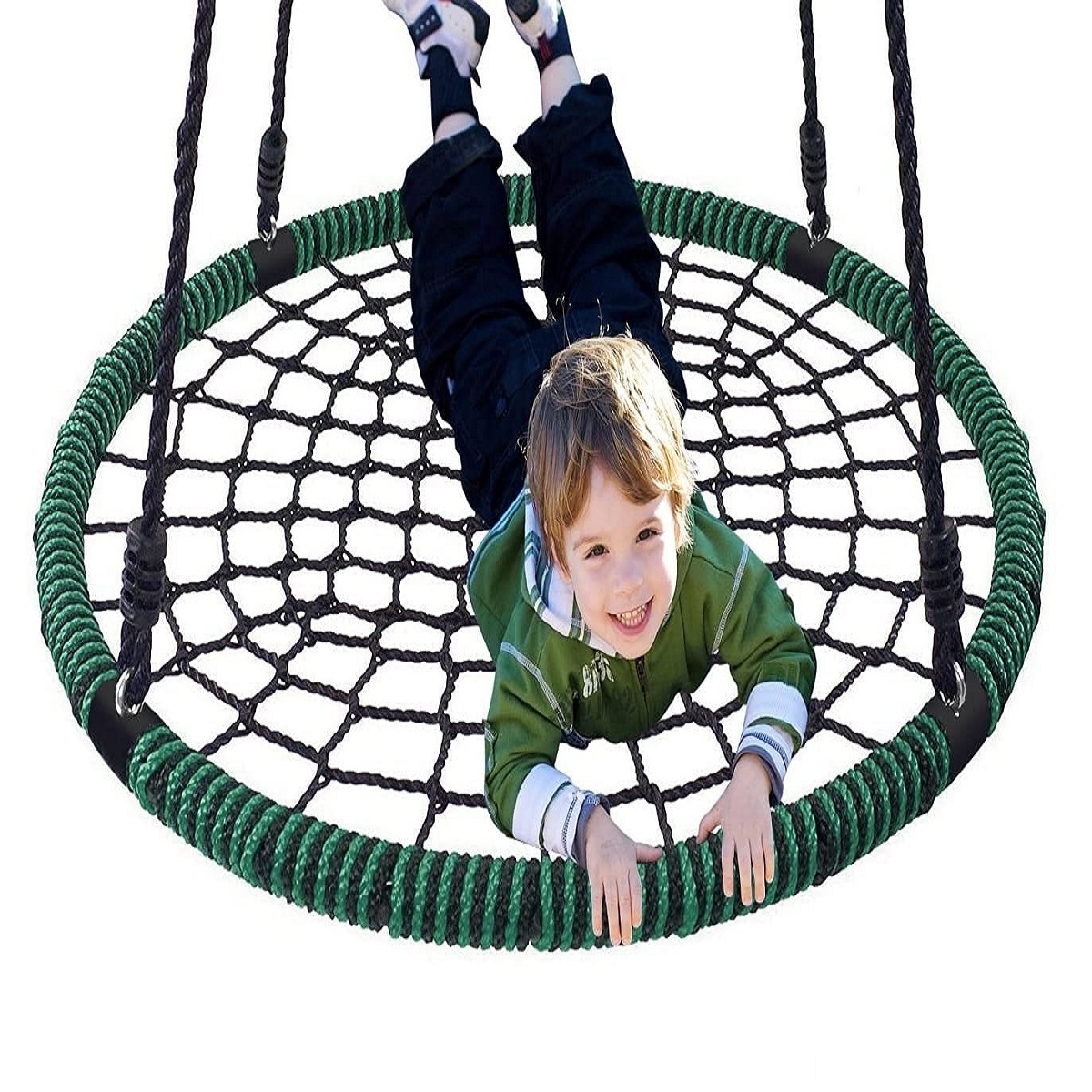 Best Deal 2023 38 Saucer Tree Swing 400 lbs Weight Capacity, Spider Net Round Swing for Adults and Kids with 2 Adjustable