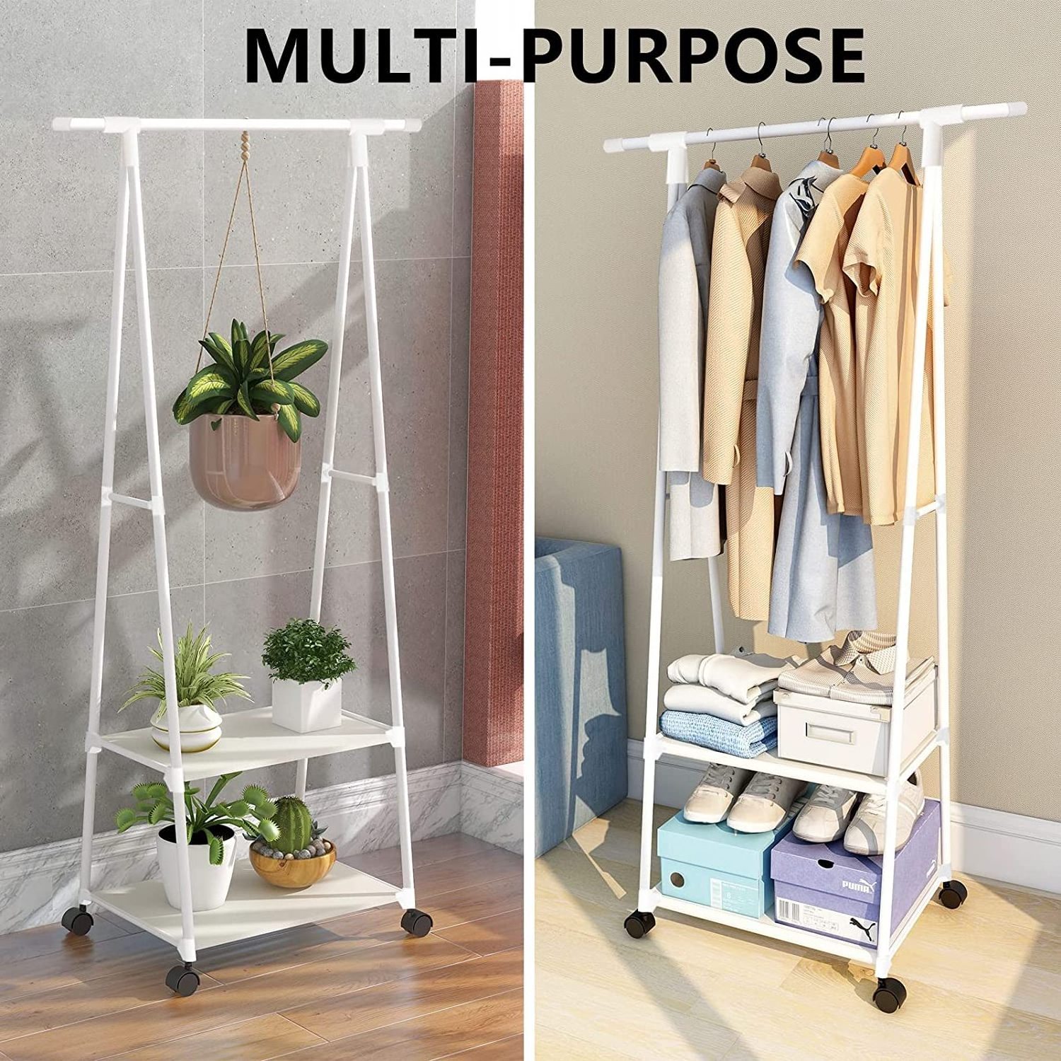 Rack Small Metal Garment Rack with Shelves for Bedroom Rolling Clothing Rack for Hanging Clothes on Wheels for Hanging Clothes