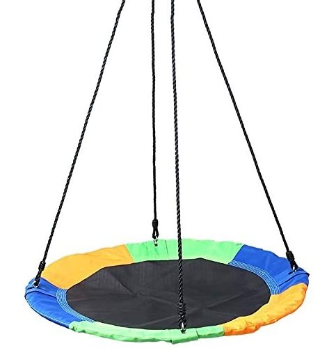 Premium Quality 23 Inch Kids Round Mat Swing with Adjustable Hanging Ropes  Great for Tree Swing Set Backyard Playground