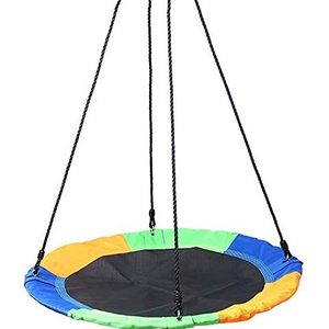 Premium Quality 23 Inch Kids Round Mat Swing with Adjustable Hanging Ropes  Great for Tree Swing Set Backyard Playground