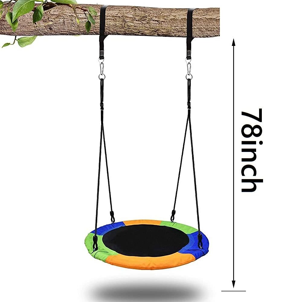 Premium Quality 23 Inch Kids Round Mat Swing with Adjustable Hanging Ropes  Great for Tree Swing Set Backyard Playground