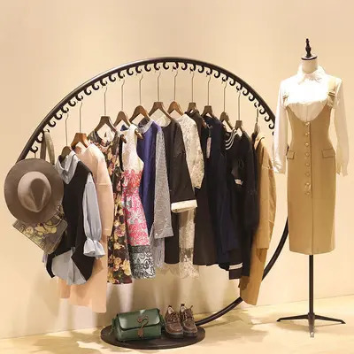 Best Deal European style iron art clothes hat stand on the floor of a fashion clothing store display rack