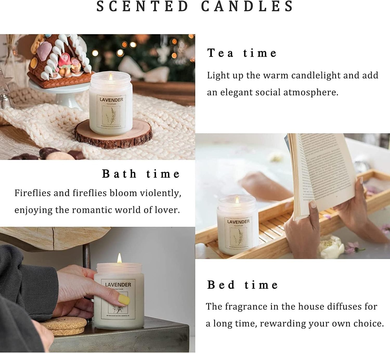 Handmade Candles for Home Scented Candles 200 Hour Long Lasting Natural Soy Candles