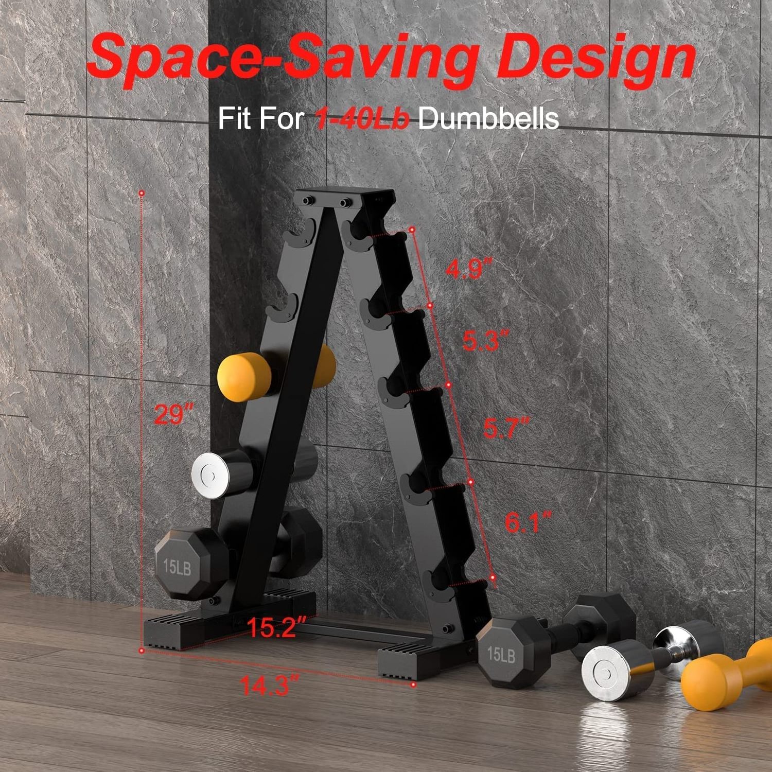 Buy Dumbbell Weight Rack Stand Only, 5 Tier A-Frame Compact Dumbbells Holder for Home Gym Exercise