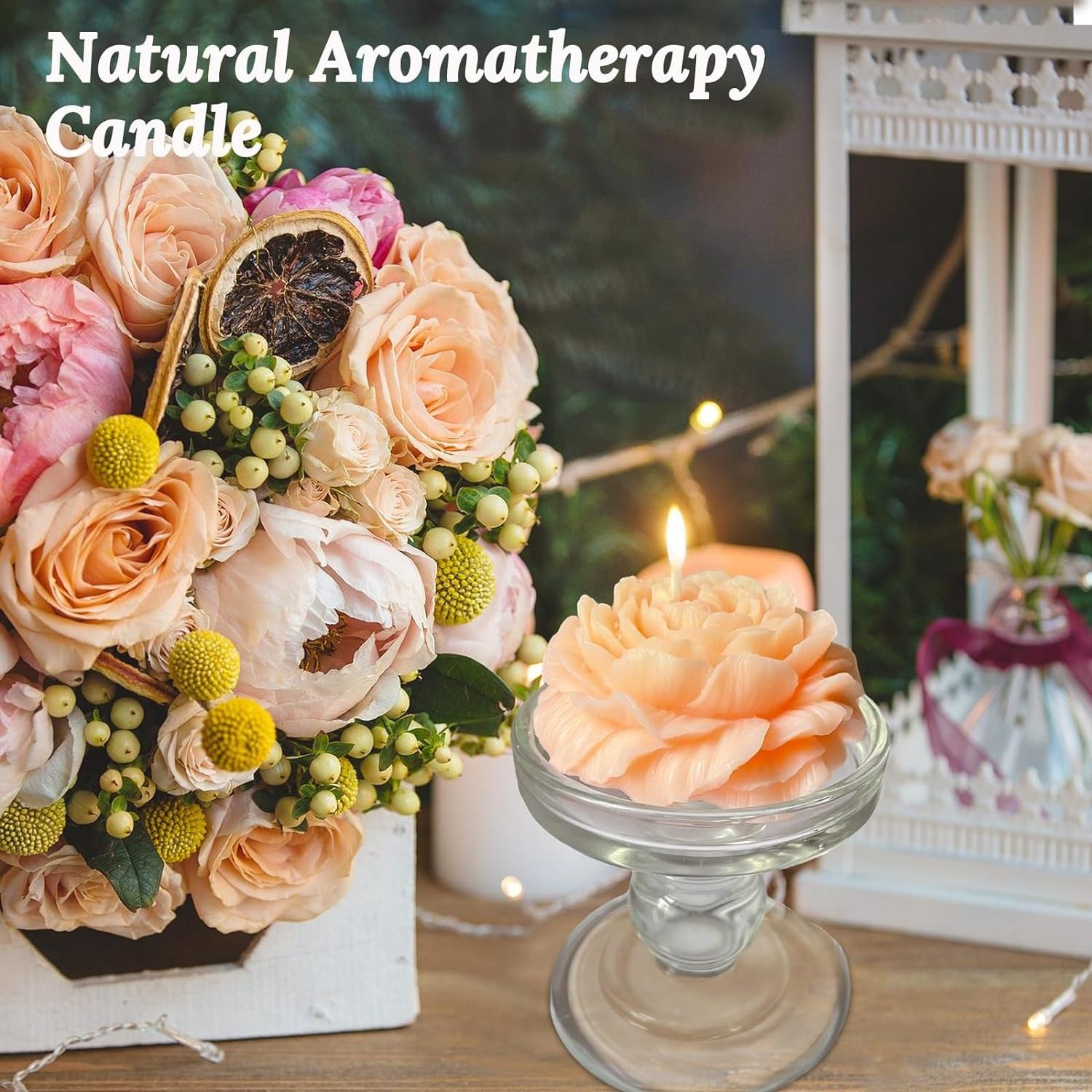 Best Price Peony Flower Shape Candles  Aromatic Pastel Aesthetic Candle with Rose Fragrance