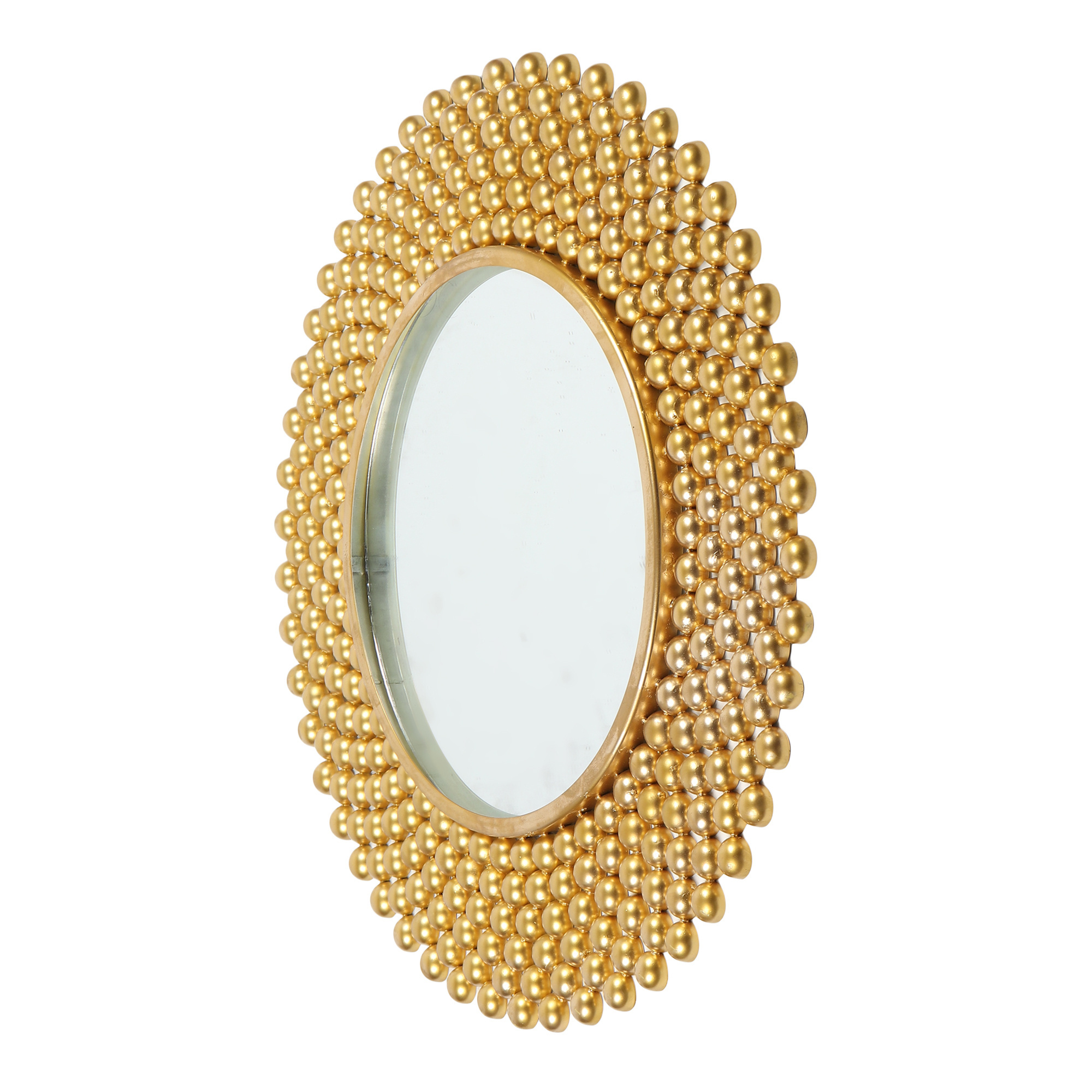 Best selling 2023 Antique design golden wall art round shaped mirror with handicraft work for sale