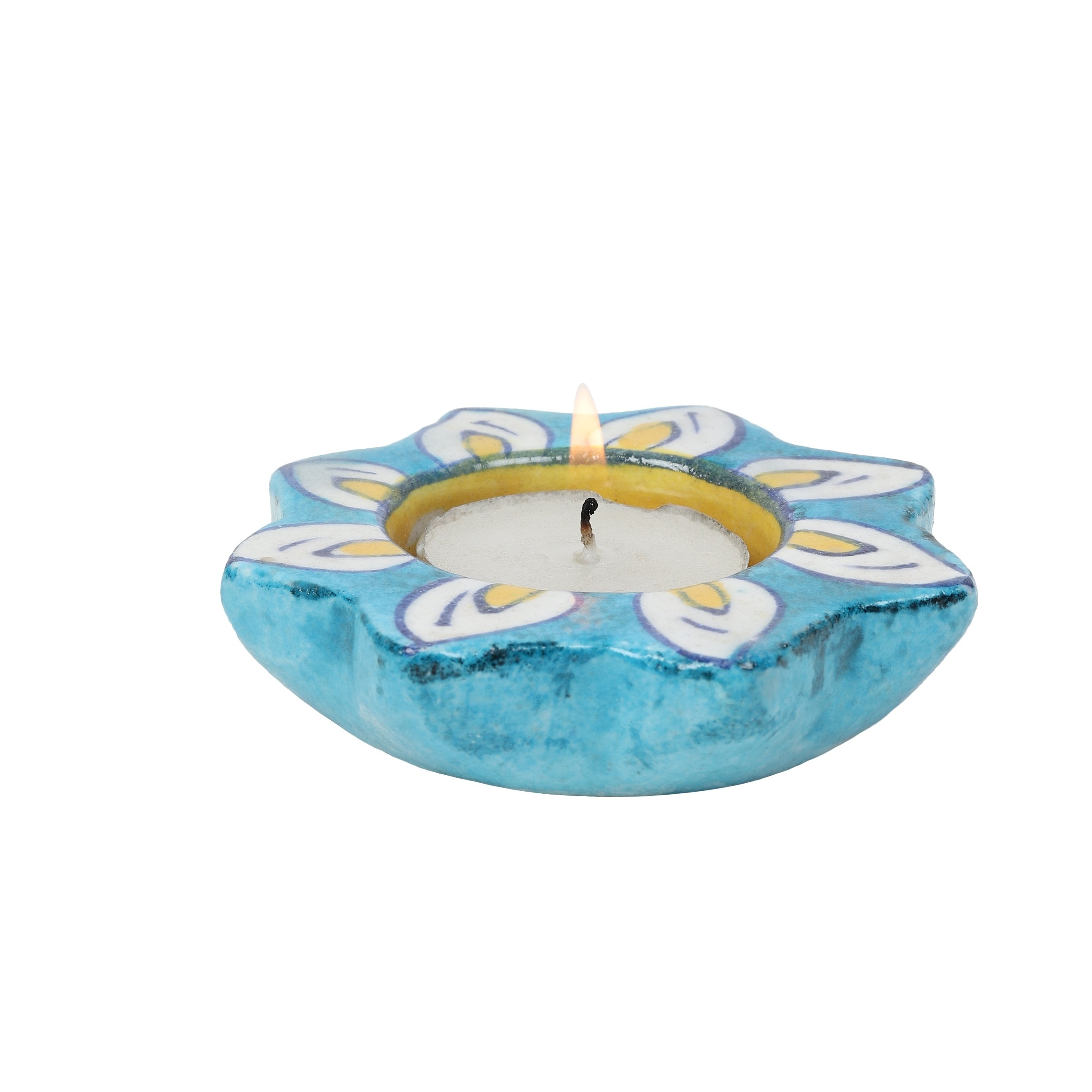 High on Demand Home Fragrance Tea Lights Made in Blue Pottery and Ceramic Tealight Candle Holder at Bulk Supply