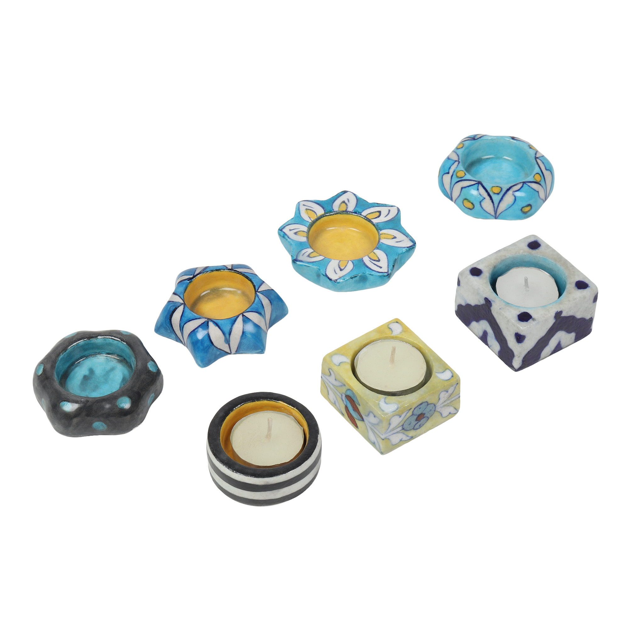 High on Demand Home Fragrance Tea Lights Made in Blue Pottery and Ceramic Tealight Candle Holder at Bulk Supply