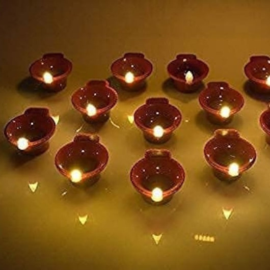 Magical Water Sensor Eco-Friendly Diya Set of 12 - Candle E-Diya - Battery Operated Diya for Diwali Candle Decorations Wholesale