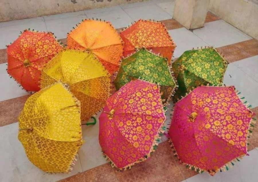 Traditional Velvet Embroidered Umbrellas for Barat Decoration Wedding decorative Outdoor Wedding Party Entry Decor