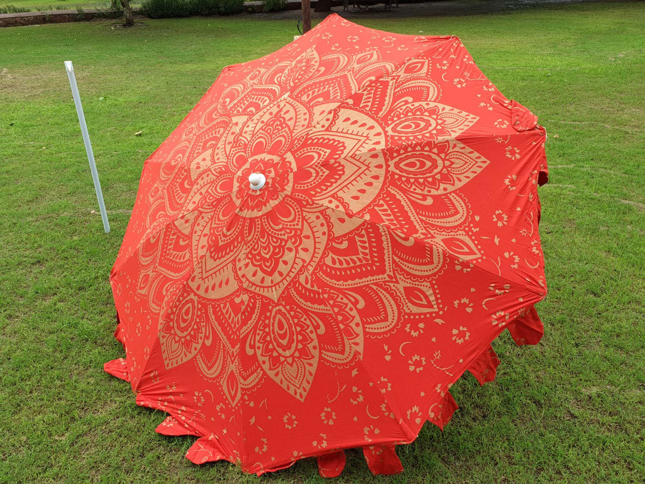 Indian Block print Umbrella dia. 72'' Sun hade Beach Umbrella, Unique Design Outdoor Decor Parasols, Hand block Print umbrella