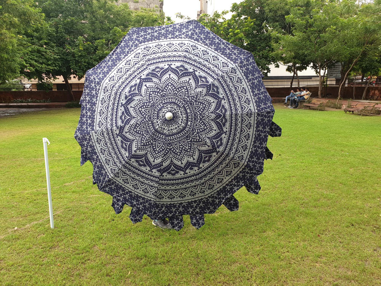 Indian Block print Umbrella dia. 72'' Sun hade Beach Umbrella, Unique Design Outdoor Decor Parasols, Hand block Print umbrella