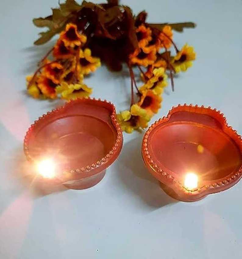 Magical Water Sensor Eco-Friendly Diya Set of 12 - Candle E-Diya - Battery Operated Diya for Diwali Candle Decorations Wholesale