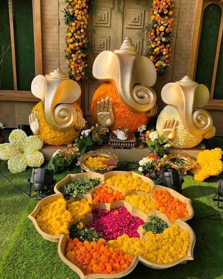 Seemantham backdrop as Indian decoration wedding puja Haldi decoration & Mehndi Decor  On Wholesale Price