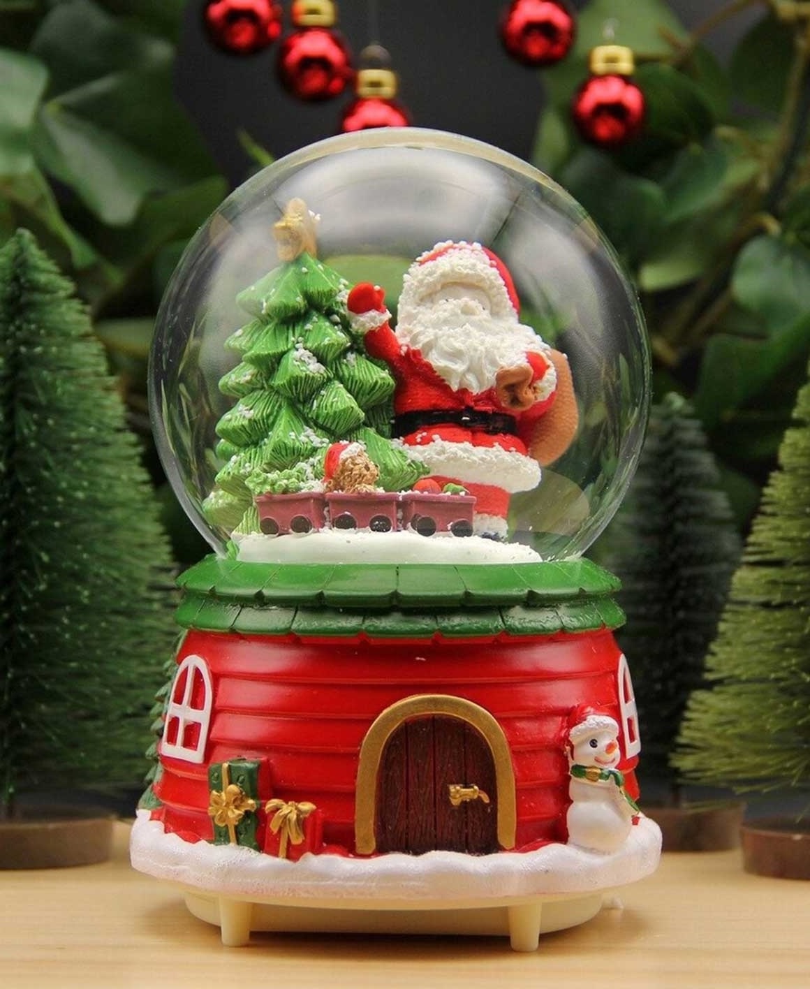 Premium Quality Lantern Led Lighted Snowing Revolving Santa Claus Musical Snow Globe Christmas Lantern at Wholesale Prices OEM