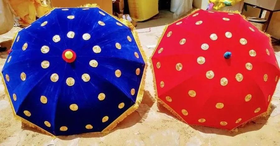 Big Size Decorative Velvet Umbrella for Barat and Bridal entries in Indian Weddings Designer Umbrellas Traditional Decoration