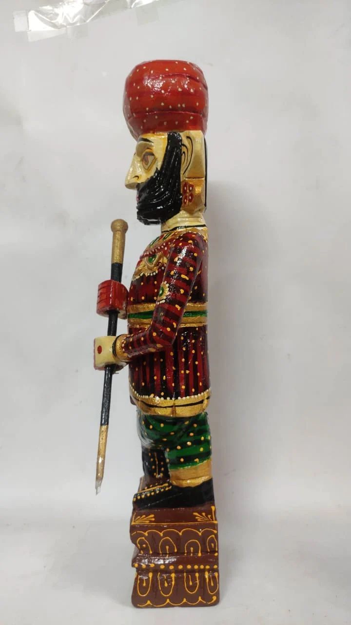 Pack of 2 Wooden Handicraft Darbaan Royal Guard 15inch Statue Showpiece for Decor Home Drawing Room Traditional & Antique Gift