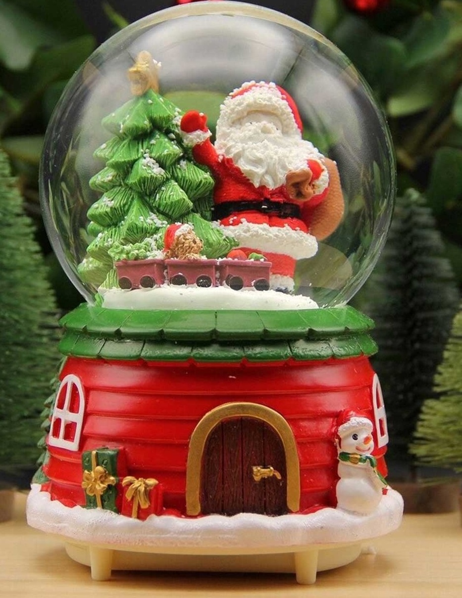 Premium Quality Lantern Led Lighted Snowing Revolving Santa Claus Musical Snow Globe Christmas Lantern at Wholesale Prices OEM