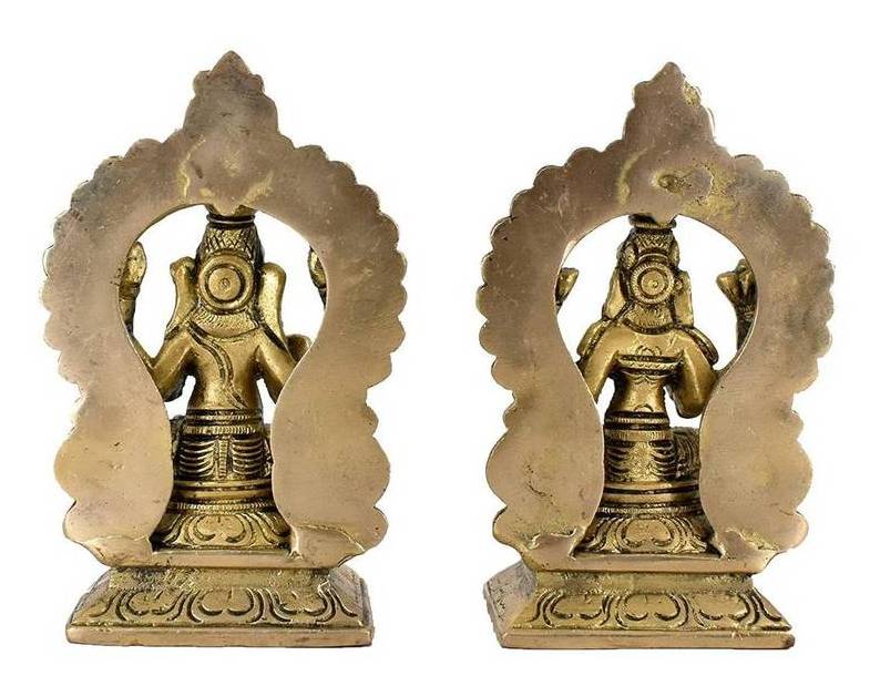 Hindu Religious Golden Finish Brass Lakshmi Ganesh Sculpture Beautiful Statue for Diwali Gifts Puja Home Decor Figurine Bulk