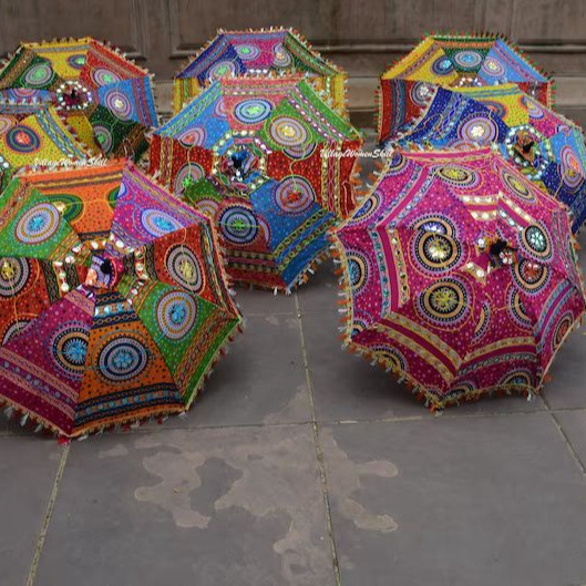 Lot Of Indian Decorative Wedding Umbrellas Sun Protection Parasols Embroidery Parasols for Weddings Birthday Garden Pa