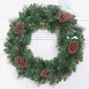 Artificial Christmas Wreaths Winter Wreath With Holly Leaves Red Bell for Front Door Indoor Outdoor Farmhouse Wall Holiday Decor