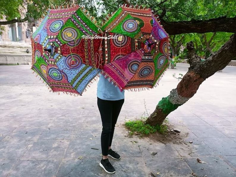 Lot Of Indian Decorative Wedding Umbrellas Sun Protection Parasols Embroidery Parasols for Weddings Birthday Garden Pa