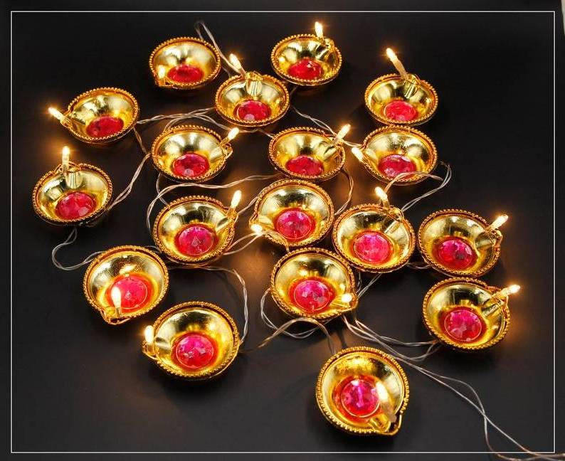 Latest Design Indian Fairy Lights Electric Lamps with Beautiful Deepak Style Enameled Body For Mandir and Home Decorations OEM