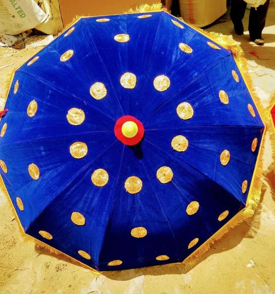 Big Size Decorative Velvet Umbrella for Barat and Bridal entries in Indian Weddings Designer Umbrellas Traditional Decoration