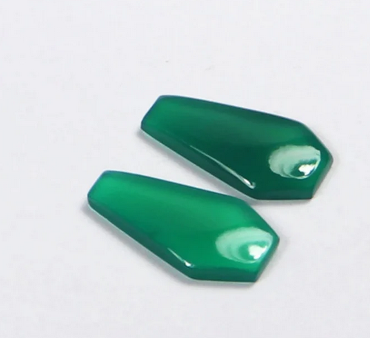 Natural Green Onyx 10x17mm Smooth Coffin Cabochon Gemstone For Jewelry Earrings Necklace Making May Birthstone Supplier Rings