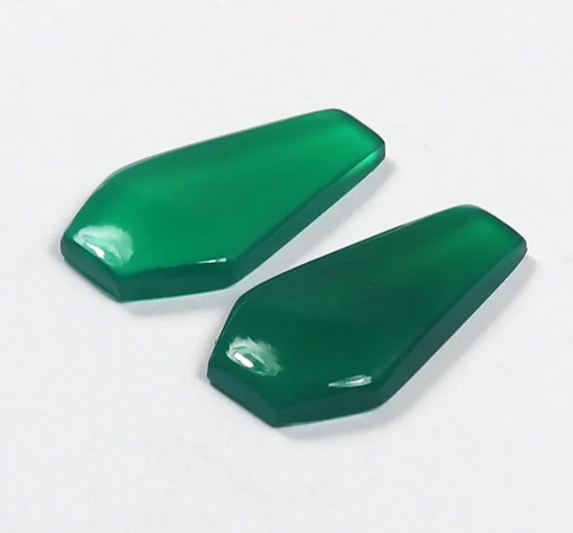 Natural Green Onyx 10x17mm Smooth Coffin Cabochon Gemstone For Jewelry Earrings Necklace Making May Birthstone Supplier Rings