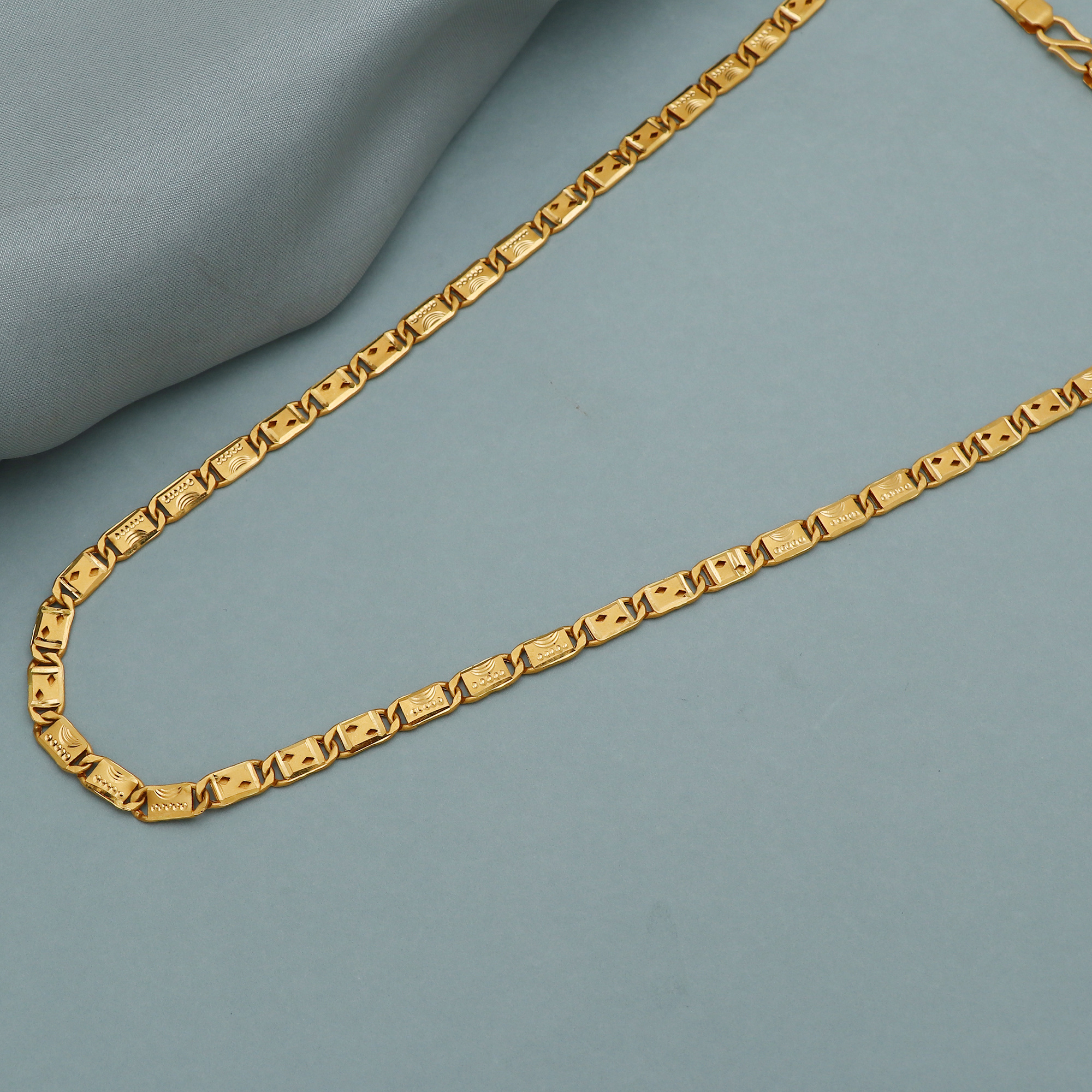 Trendy 22k Yellow Gold Chain Necklace jewelry indian Real Gold 22kt Pure Handmade Gold Chain For Men and Women for gift