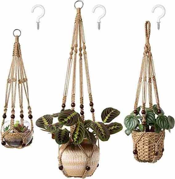 Macrame Plant Hanger Indoor Good Quality Hanging Planter Basket with Wood Beads Decorative Flower Pot Holder or Indoor Outdoor