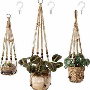 Macrame Plant Hanger Indoor Good Quality Hanging Planter Basket with Wood Beads Decorative Flower Pot Holder or Indoor Outdoor