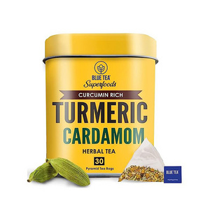 Turmeric Cardamom (Elaichi) Herbal Tea - 30 TB INDIAN SUPERFOOD Turmeric Tea - High in Curcumin healthy Caffeine Free Vegan teab