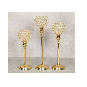 Most Selling Gold Crystal Candle Holder Tea Light Candlestick Holders for Wedding Table Decoration Centerpiece