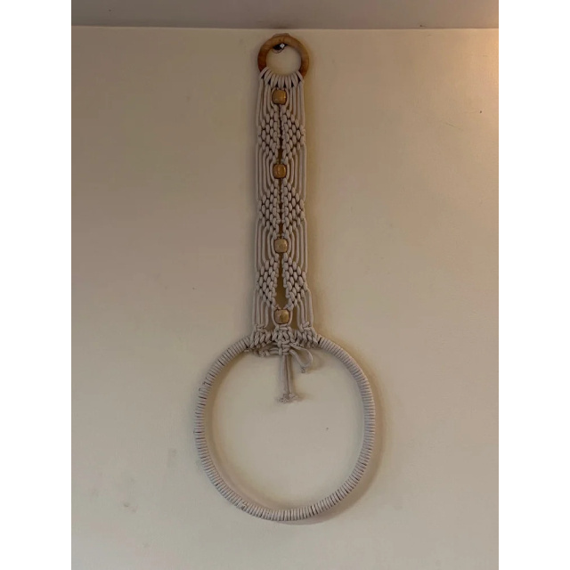 Wall Decor Handmade White Cotton Macrame Towel Hanger For Home