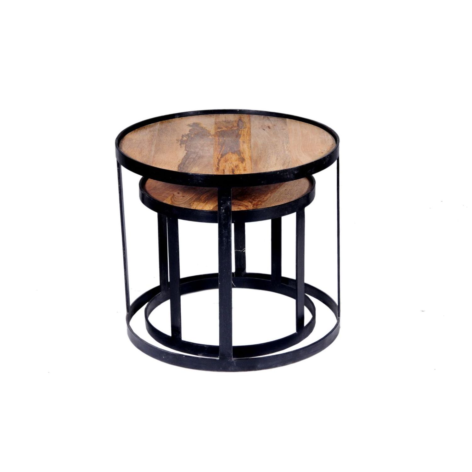 Home Top Selling Low Price Good Quality Vintage set of 2 nesting metal wood side coffee table for home furniture decoration