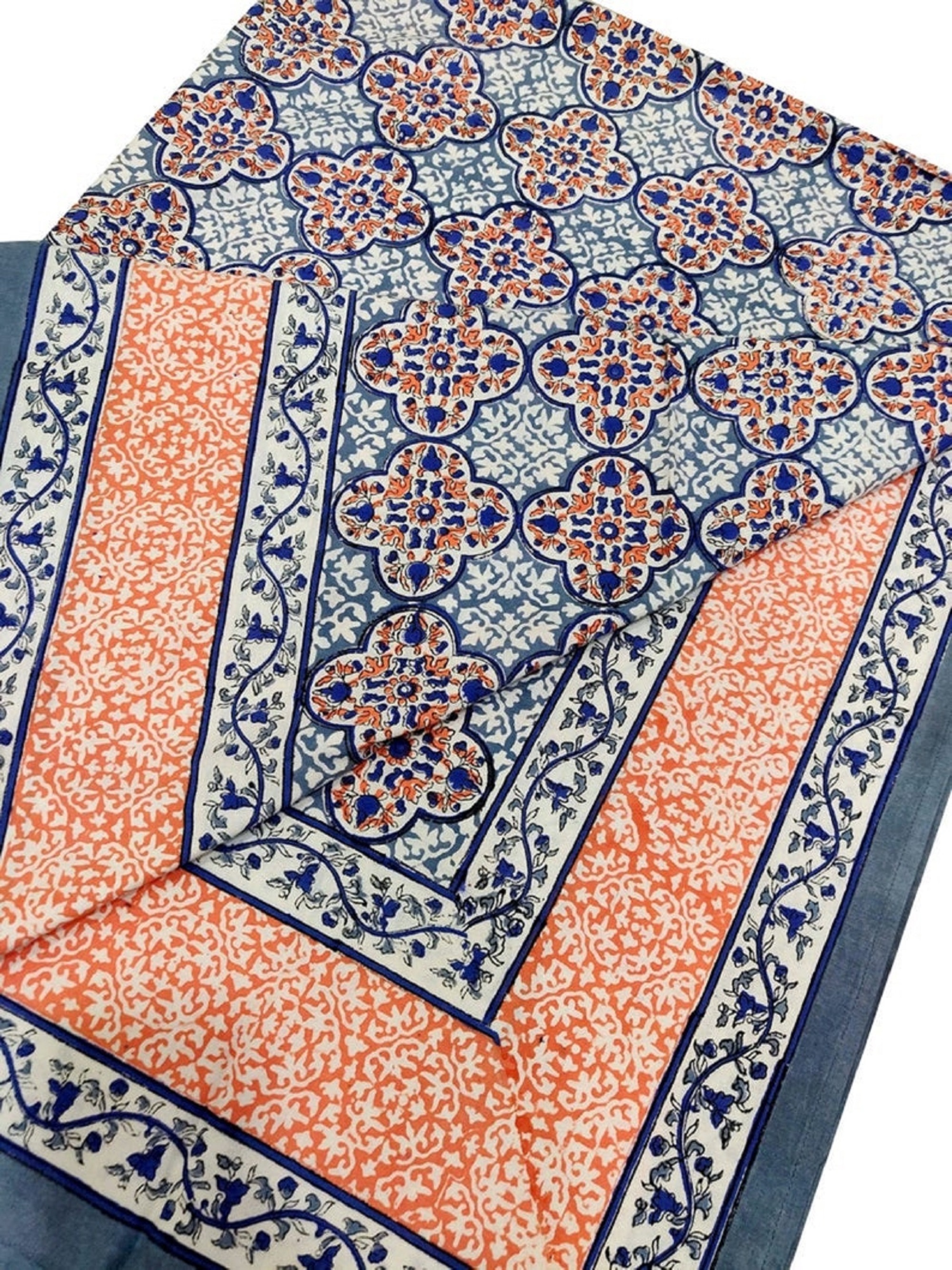 Beautiful Hand Block Printed Table Cover With Napkin Sets Floral Printed Cotton Printed Table Decor Covers With Mats For Decor